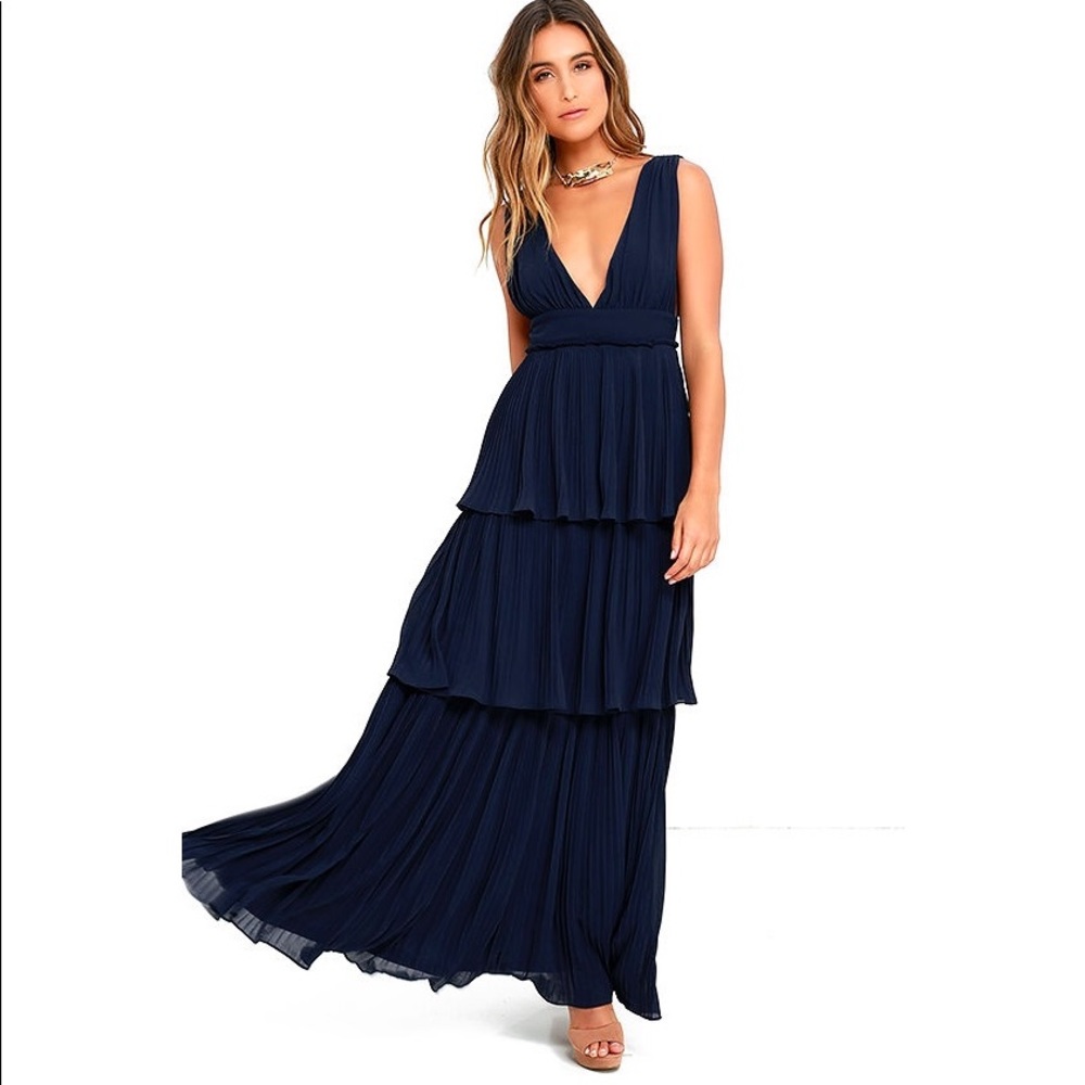 COPY - Lulus ADRIFT NAVY MAXI DRESS XS NAVY - BRAND NEW